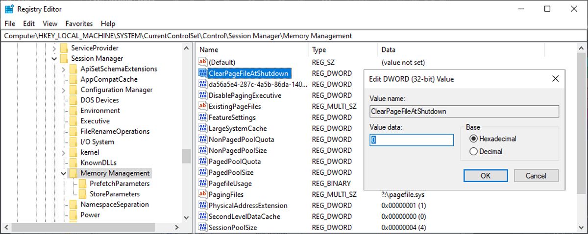 Registry Editor in Windows 10