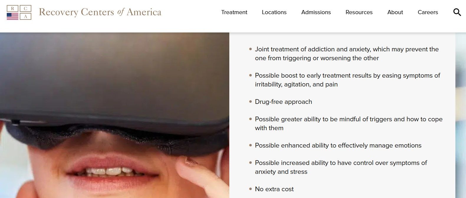 Recovery Centers of America VR Treatment Benefits