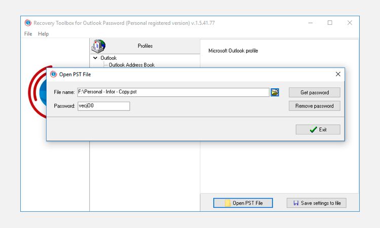recovery toolbox for outlook password pst removal app