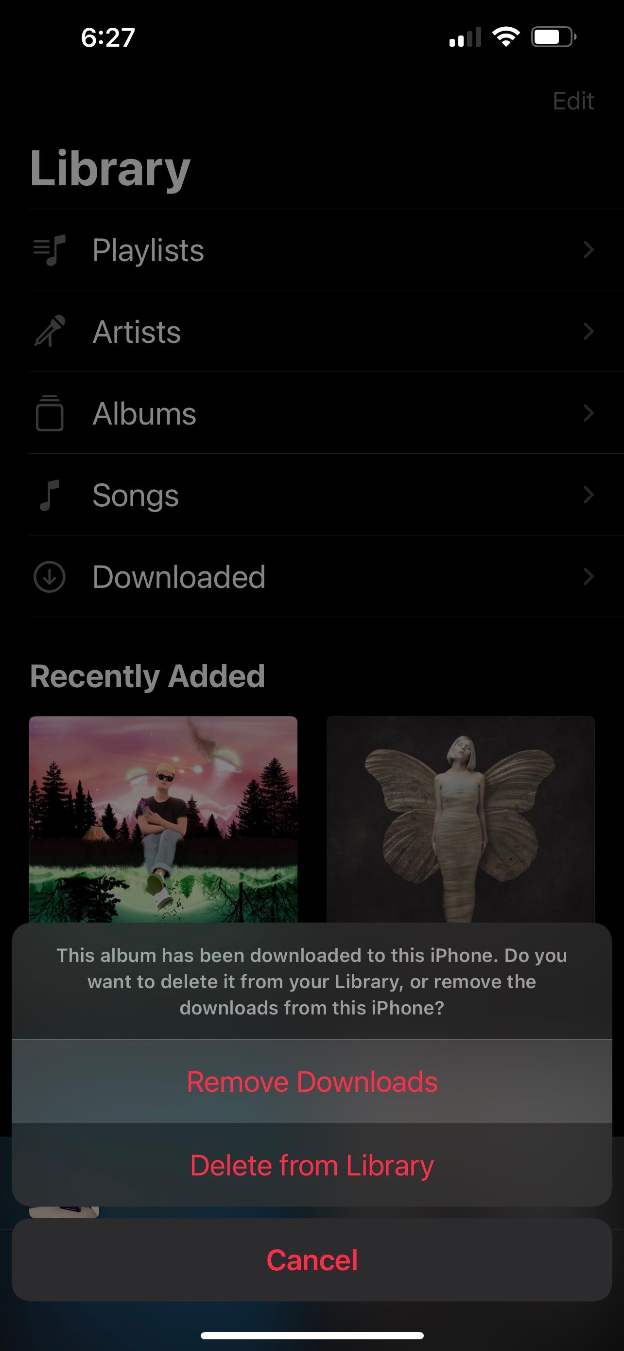 Removing downloaded song from Apple Music