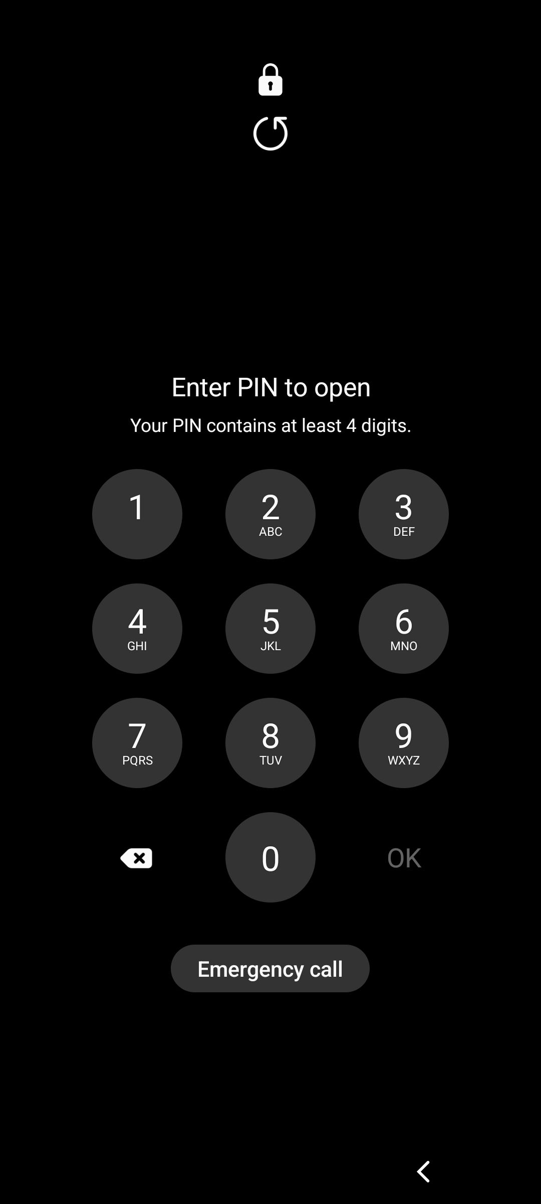 Enter PIN to open screen.