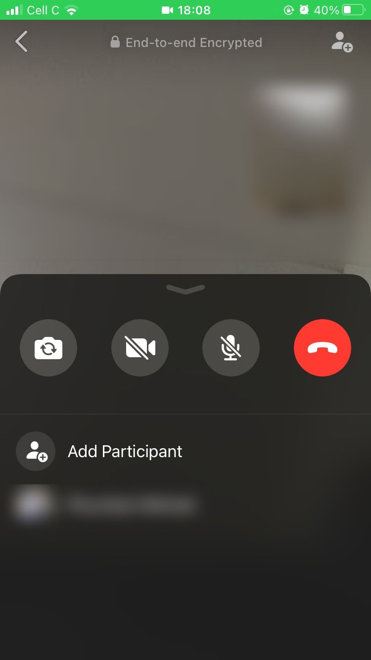 screenshot of whatsapp video call on mobile