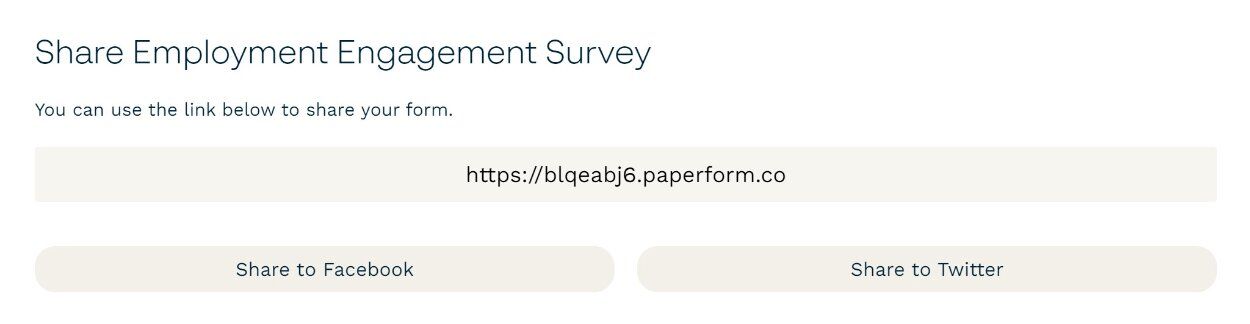 Paperform share employee engagement survey tab. 