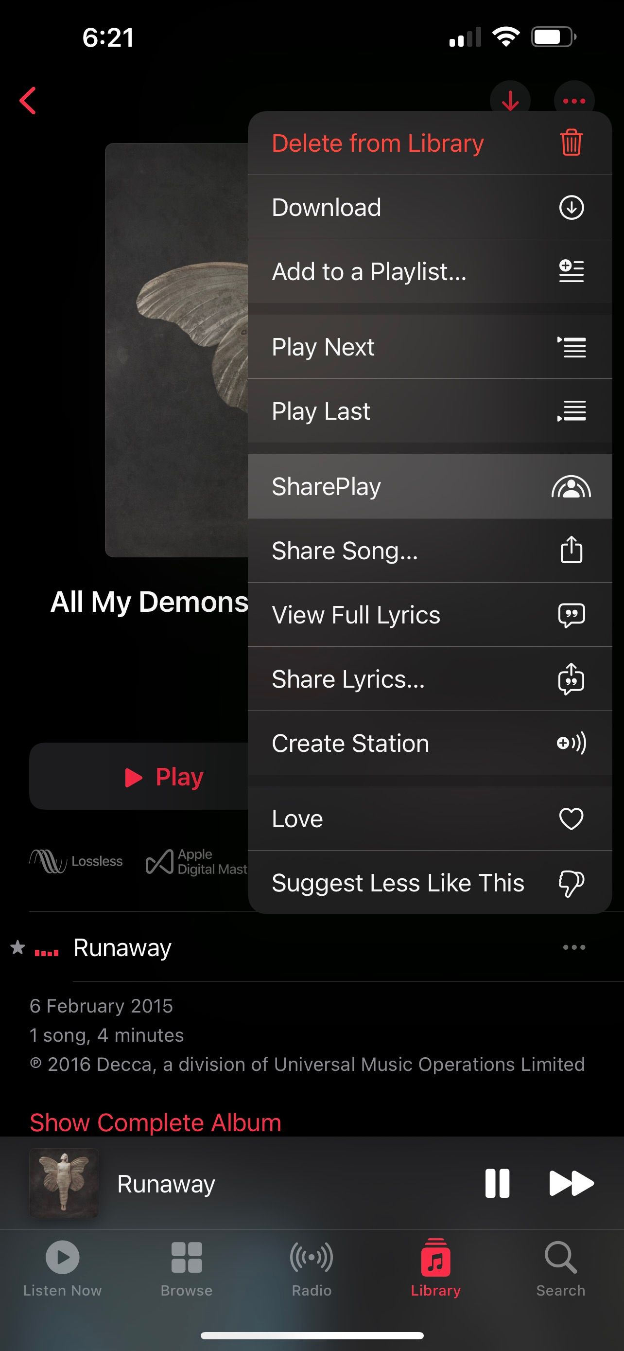 Apple Music SharePlay feature