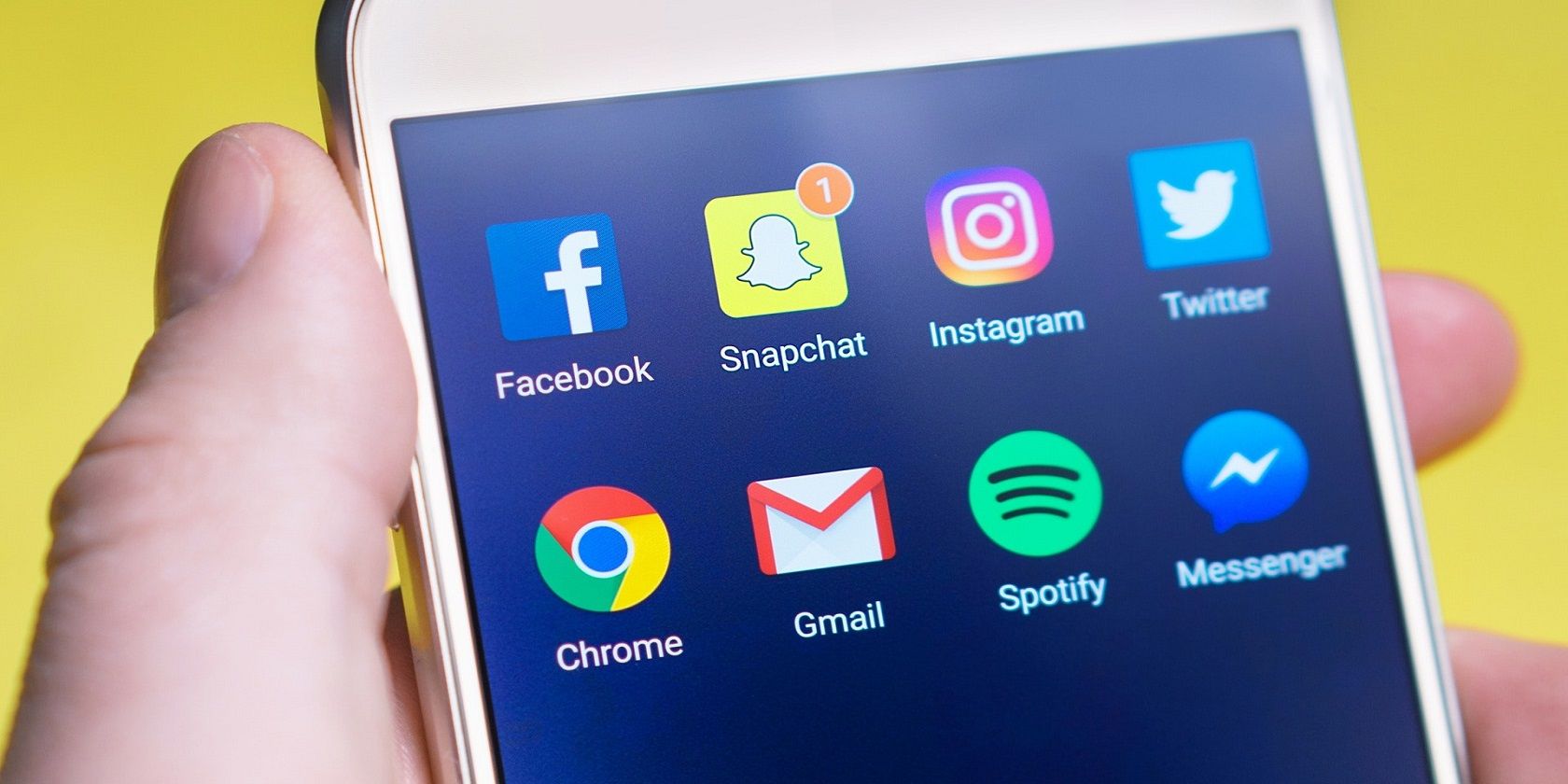 social media logos on phone screen