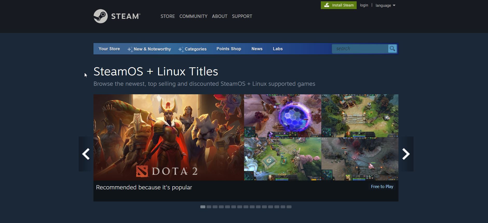SteamOS and Linux Games on Steam website