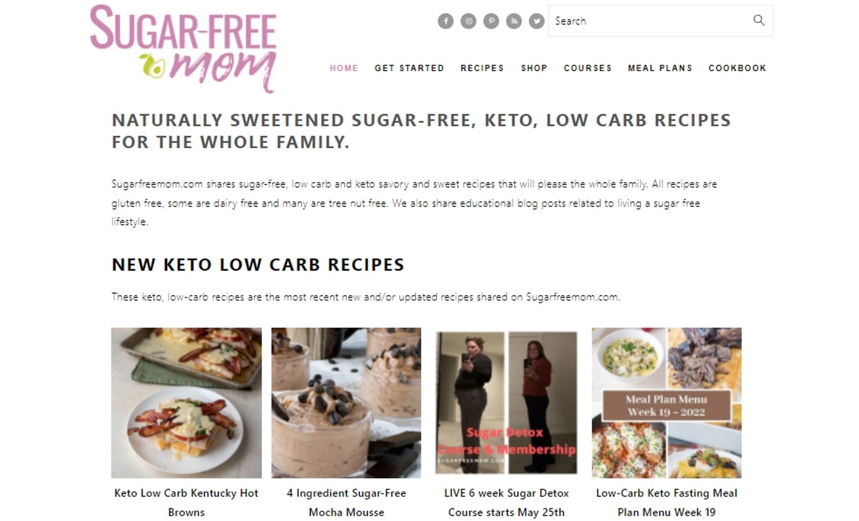 sugar free mom blog website homepage