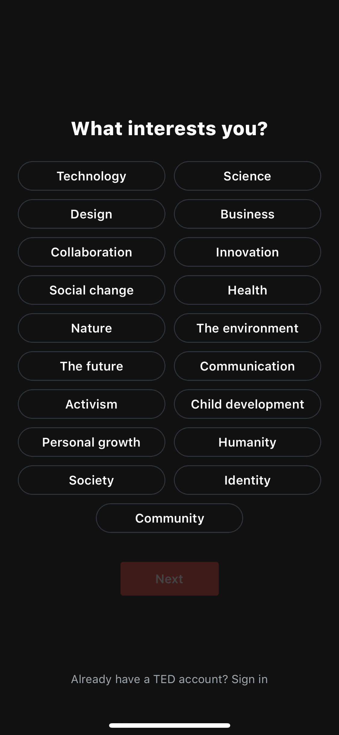 ted categories