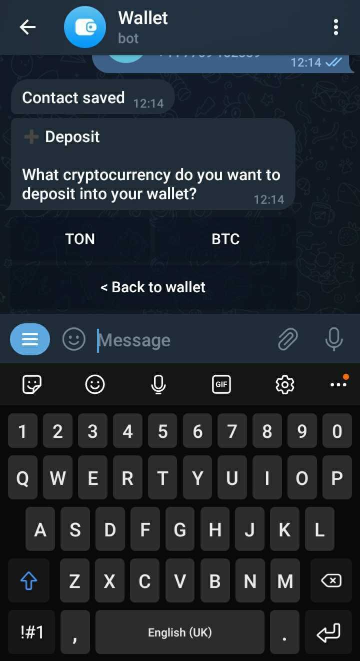 telegram deposit option screenshot