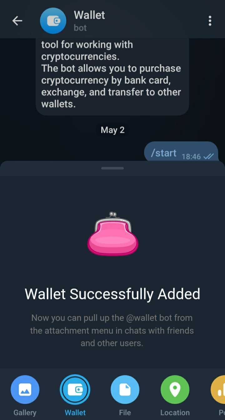 telegram confirmation message screenshot