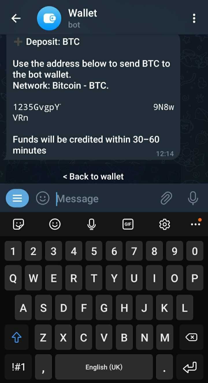 telegram wallet address chat screenshot