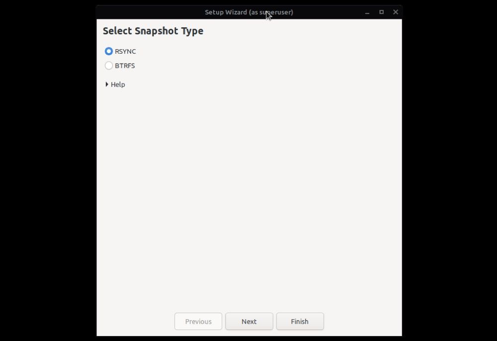 selecting snapshot type in timeshift