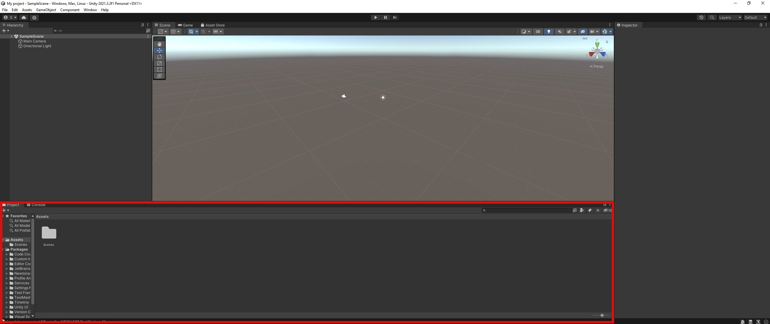 Unity project console