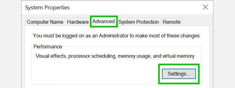 Advanced System Properties in Windows
