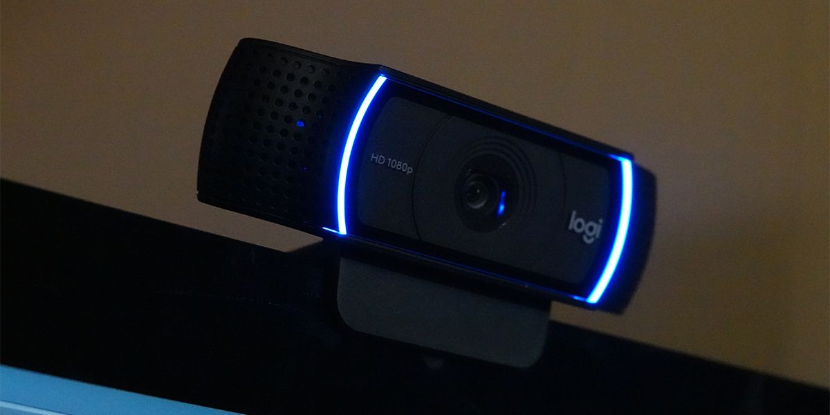 Webcam with blue lights.
