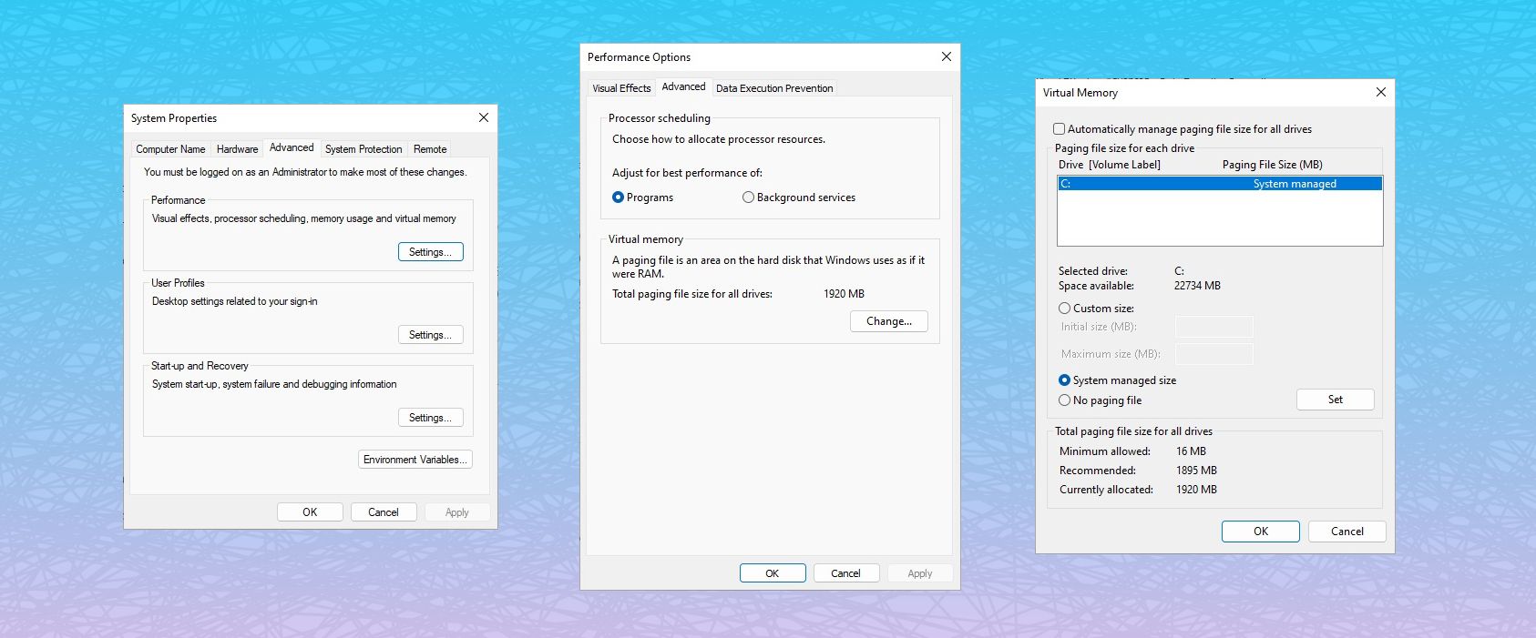 windows 11 virtual memory settings