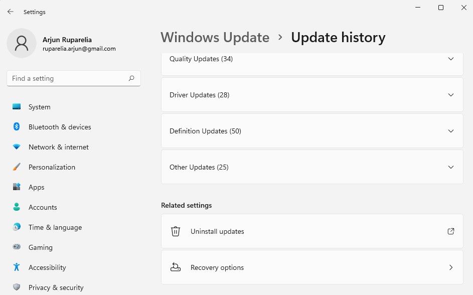 uninstalling updates on windows 11
