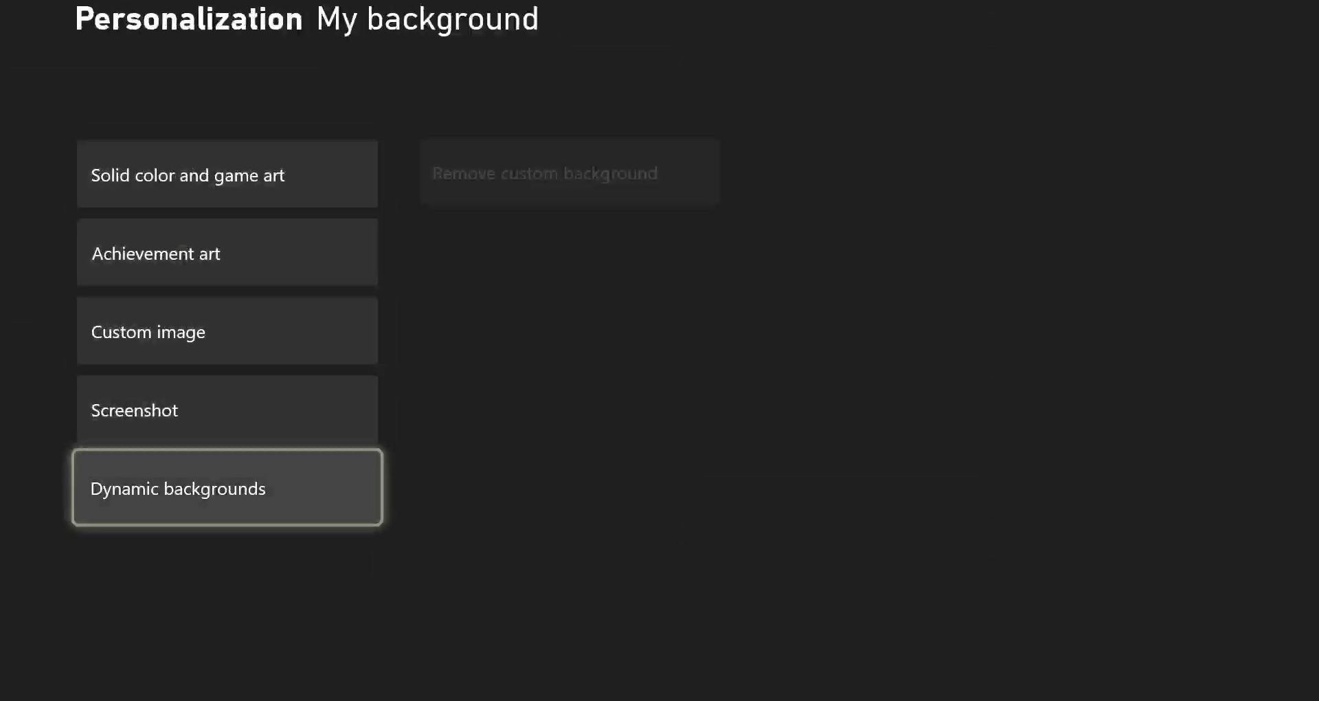 Xbox dynamic backgrounds settings.