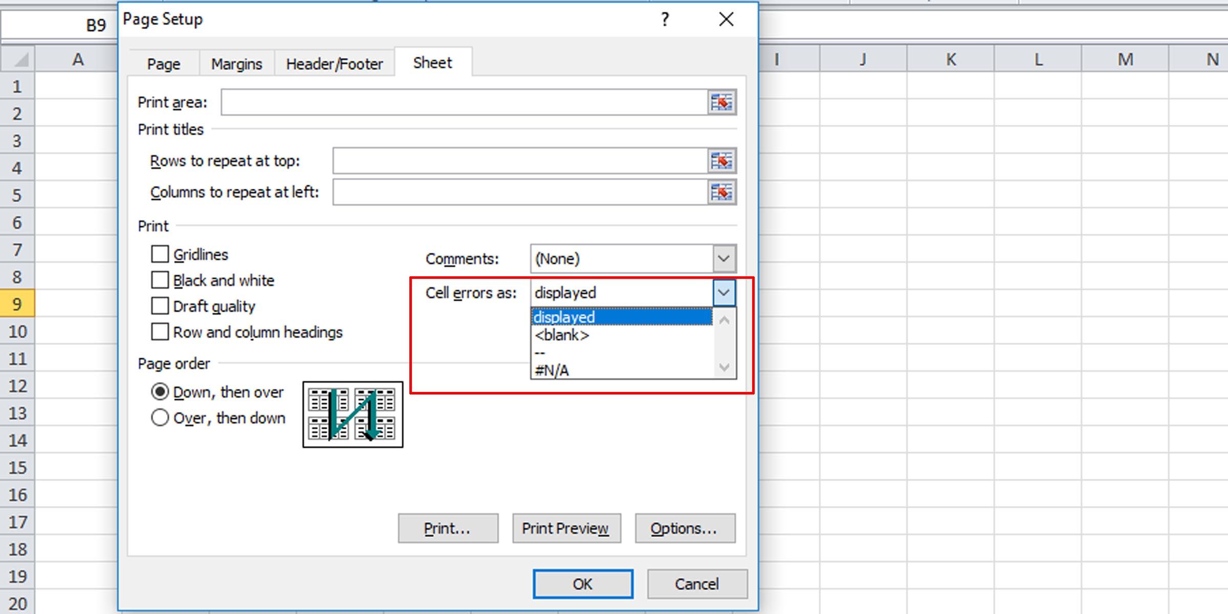 Display cells with errors in Excel