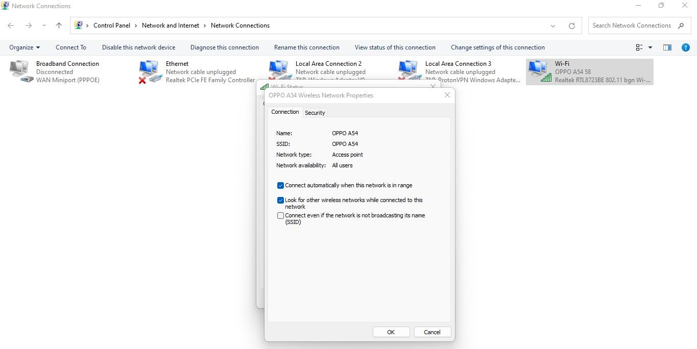 Enabling a Setting in Network Properties in Windows Control Panel