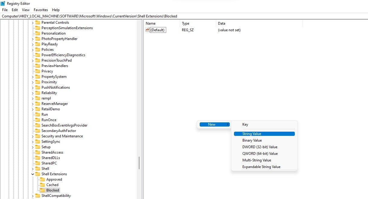 Creating a New Subkey in Blocked Folder in Windows Registry Editor