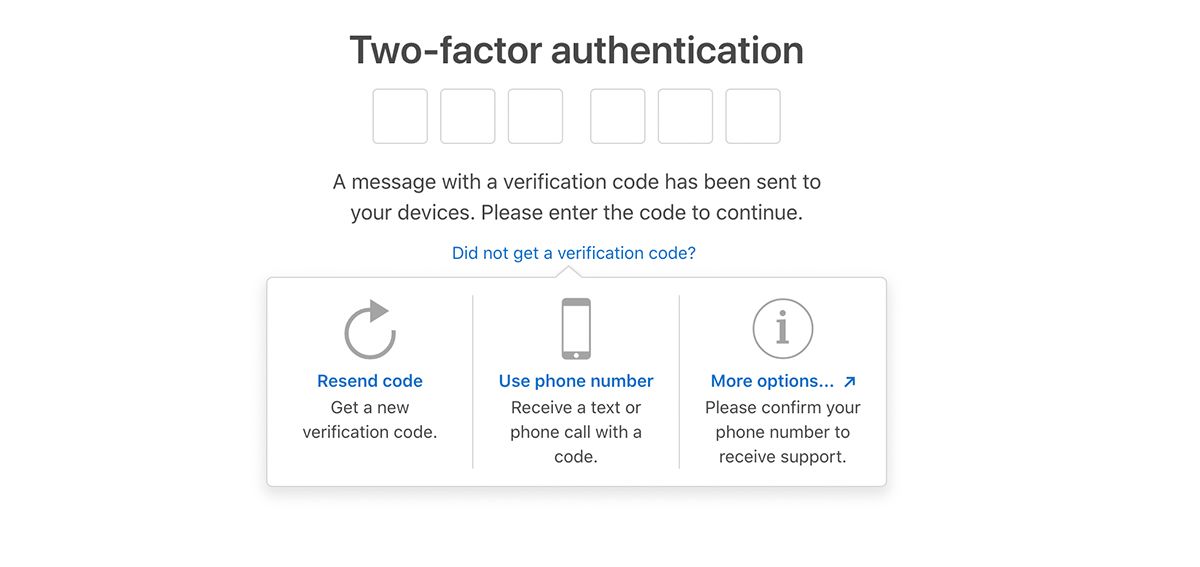 Two Factor Authentication Apple website