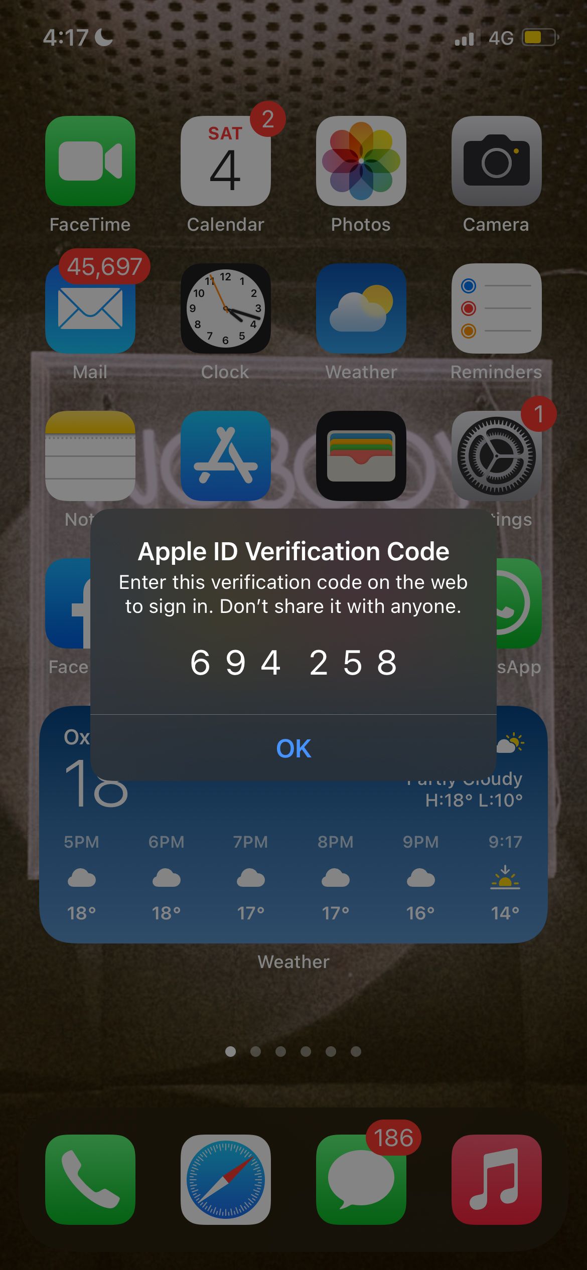 Verification Code on iPhone