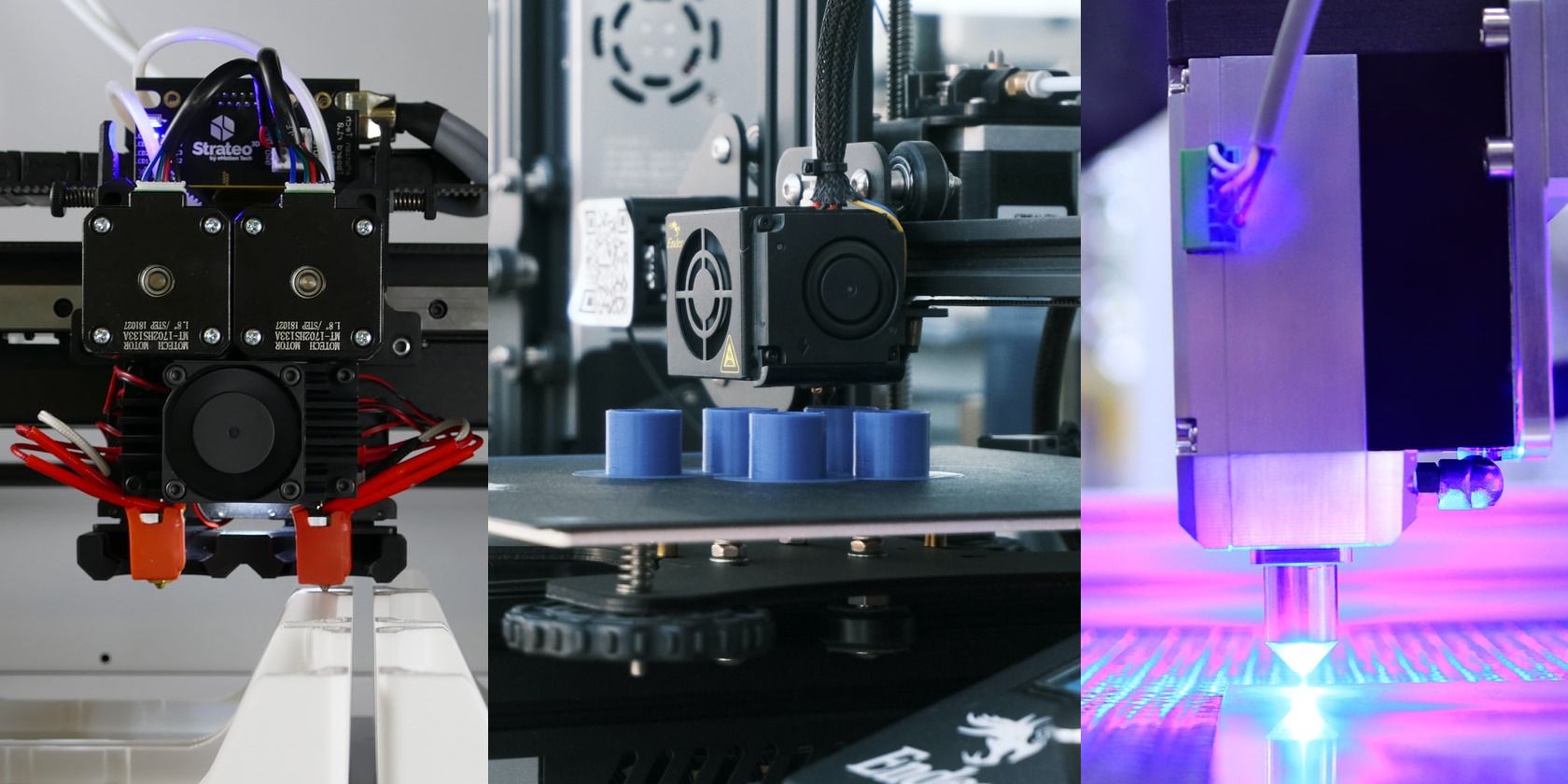 3D printer nozzles in a row