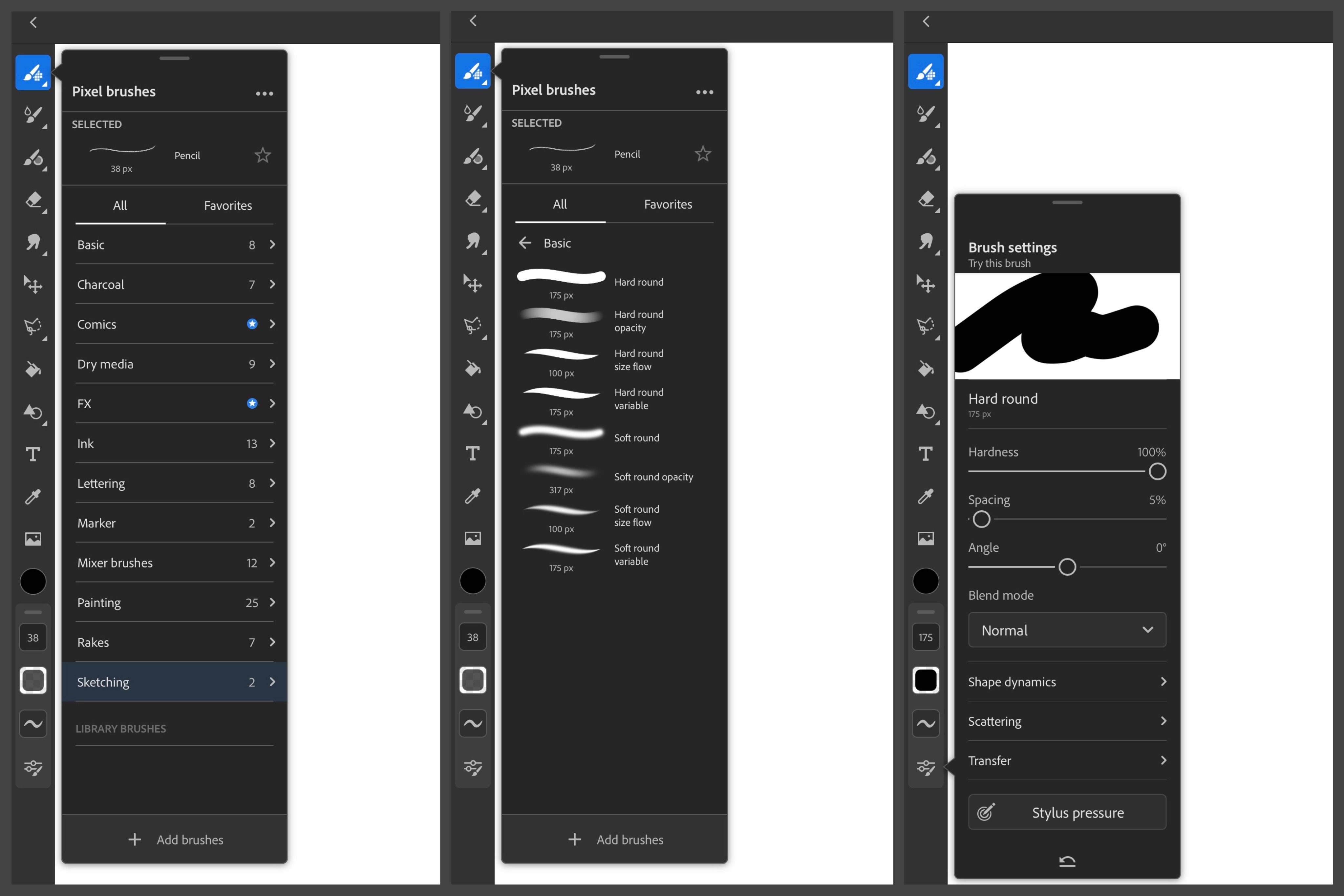 تنظیمات براش پیکسلی Adobe Fresco