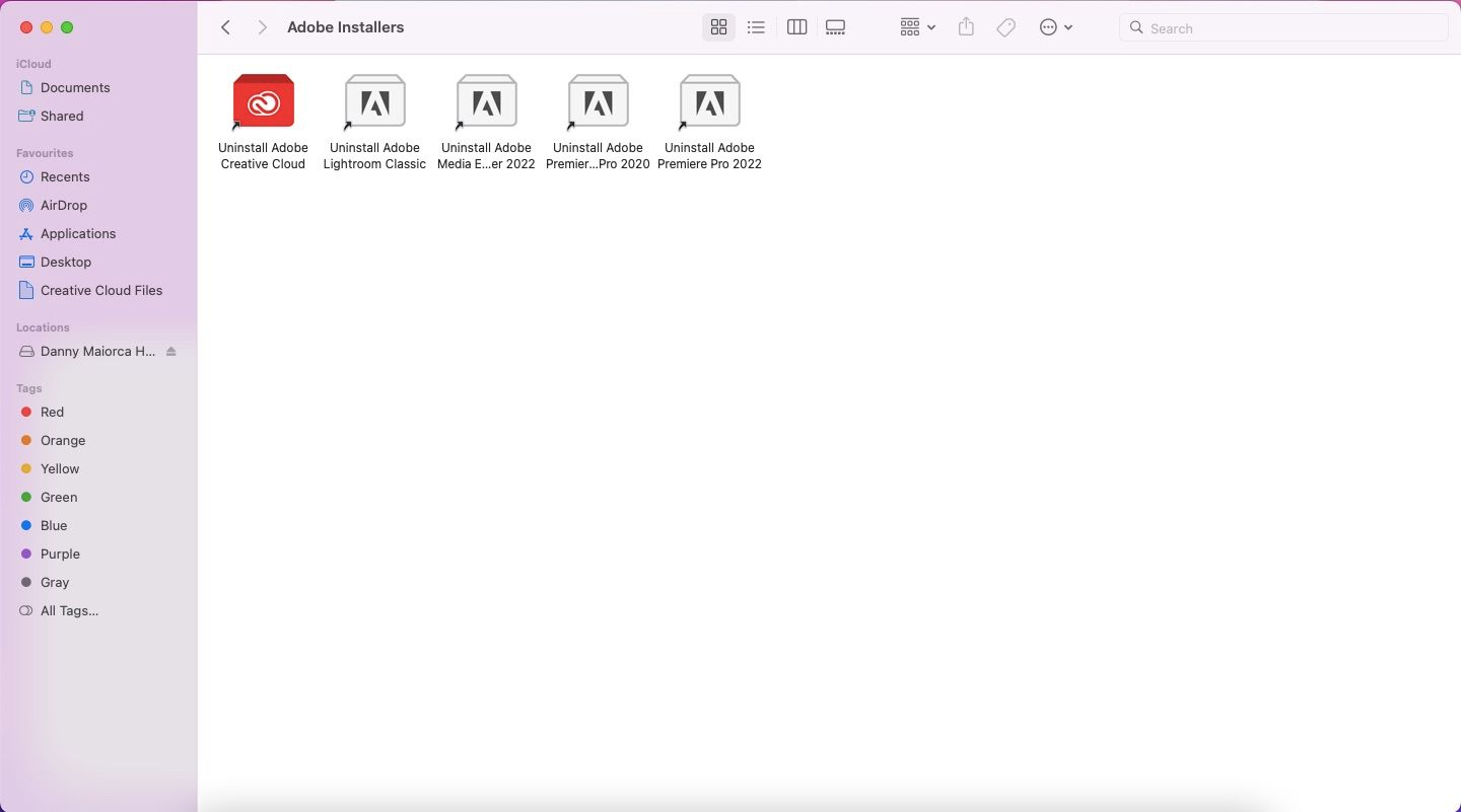 screenshot showing the adobe uninstallers folder