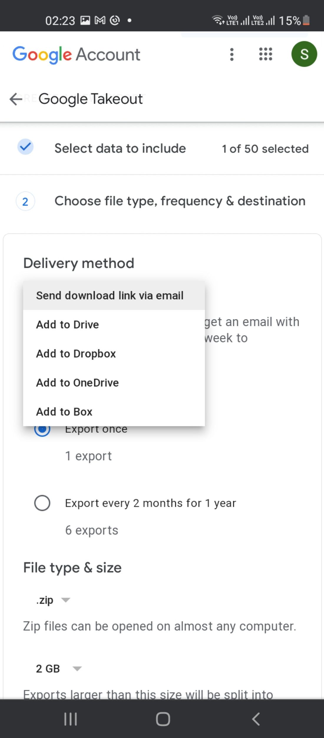 دانلود فایل مخاطبین در Google Takeout