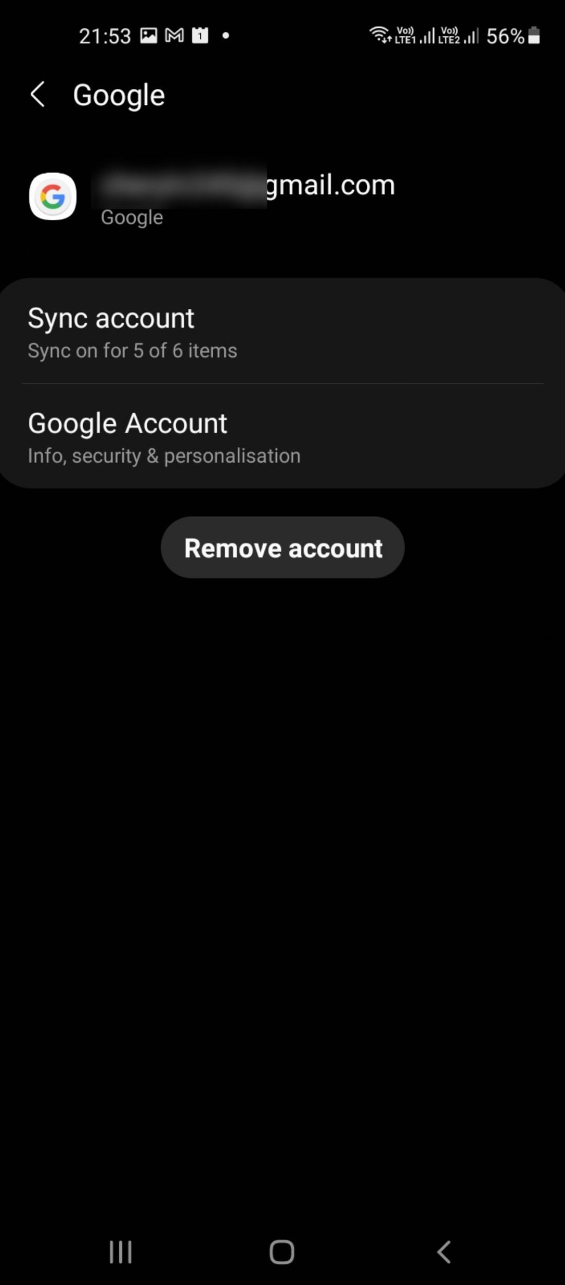 Remove Google account in Accounts and Backup