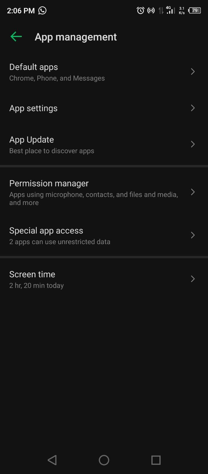 App Management in Android Settings