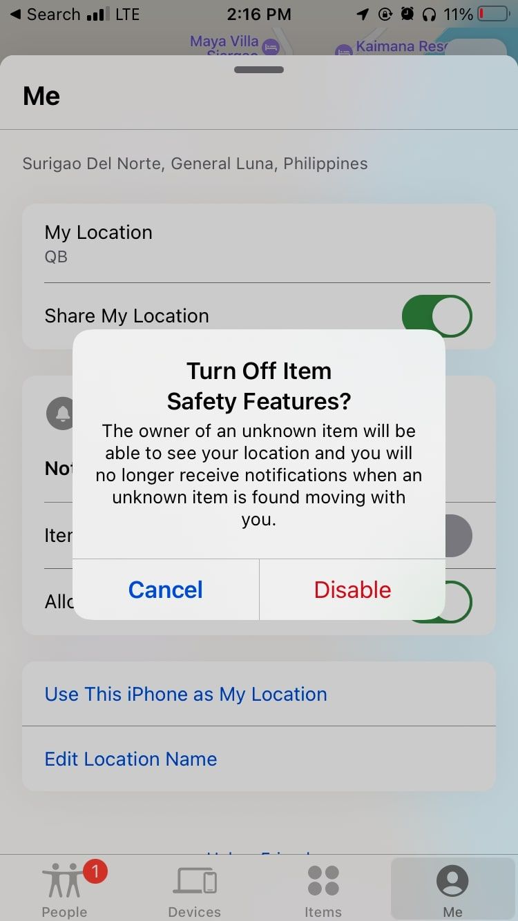 Apple Find My Disable Item Safety Features