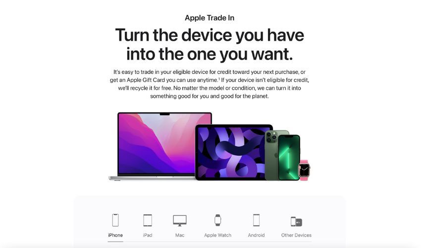 Apple Trade In Website Screenshot