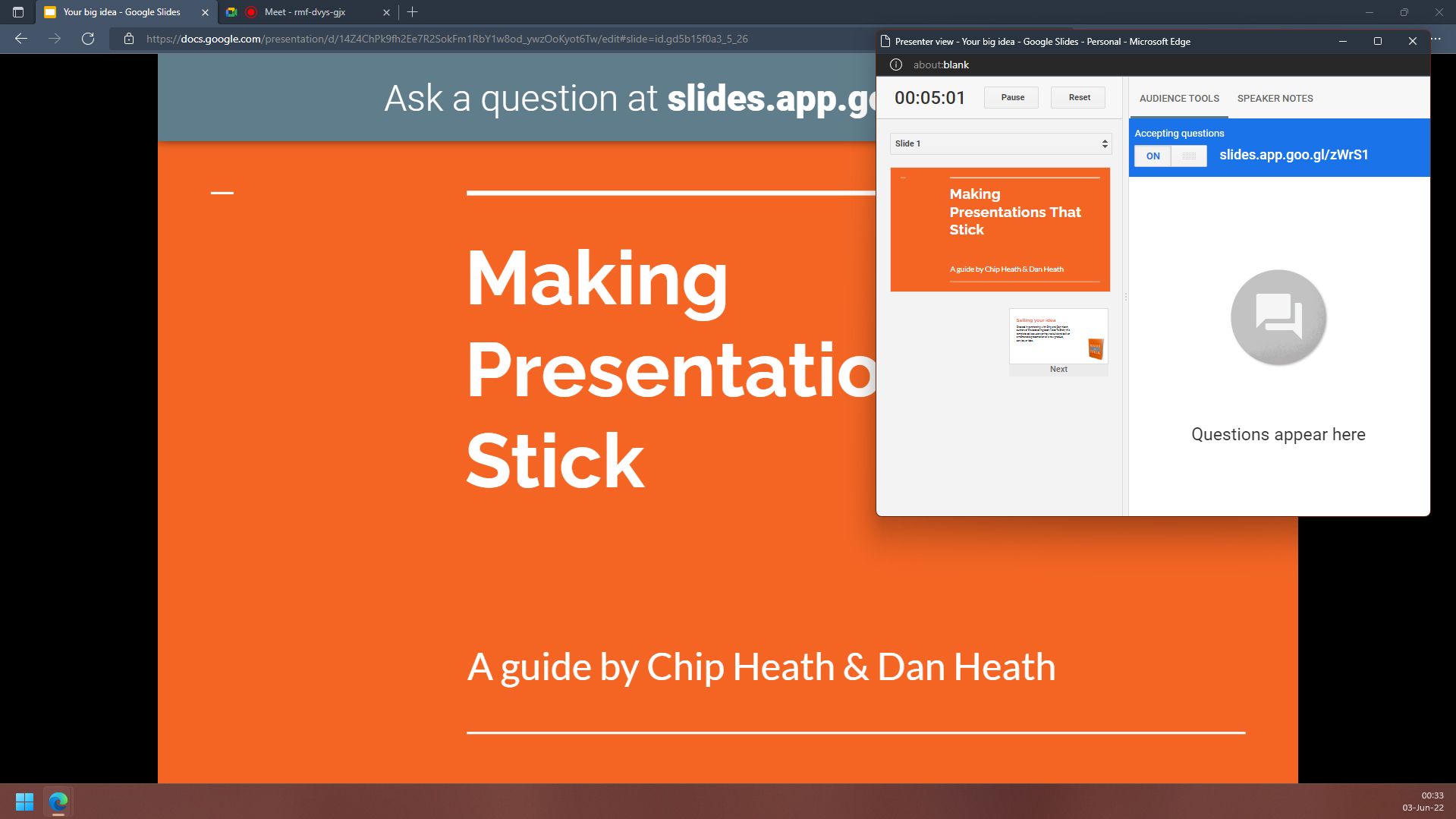 Asking for Questions in Your Google Slide Presentation