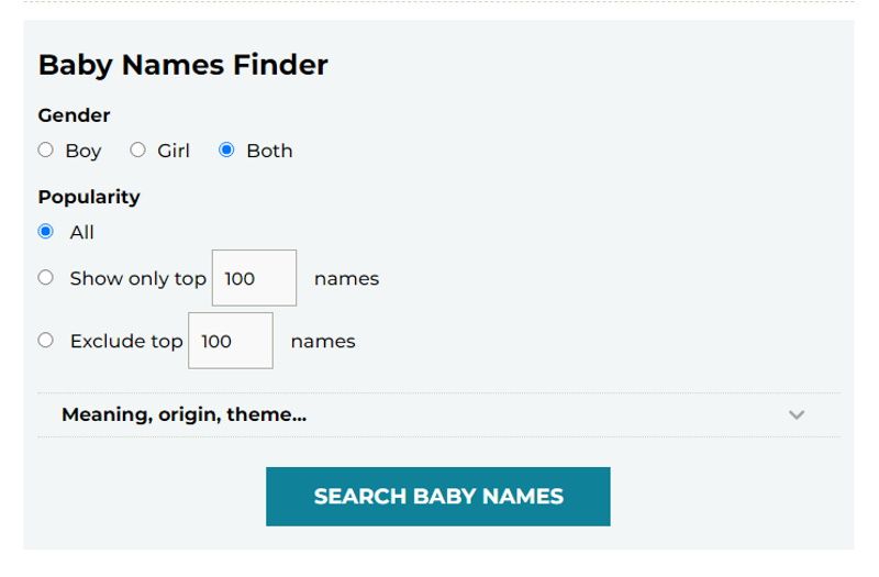 BabyCenter Baby Names Finder tool
