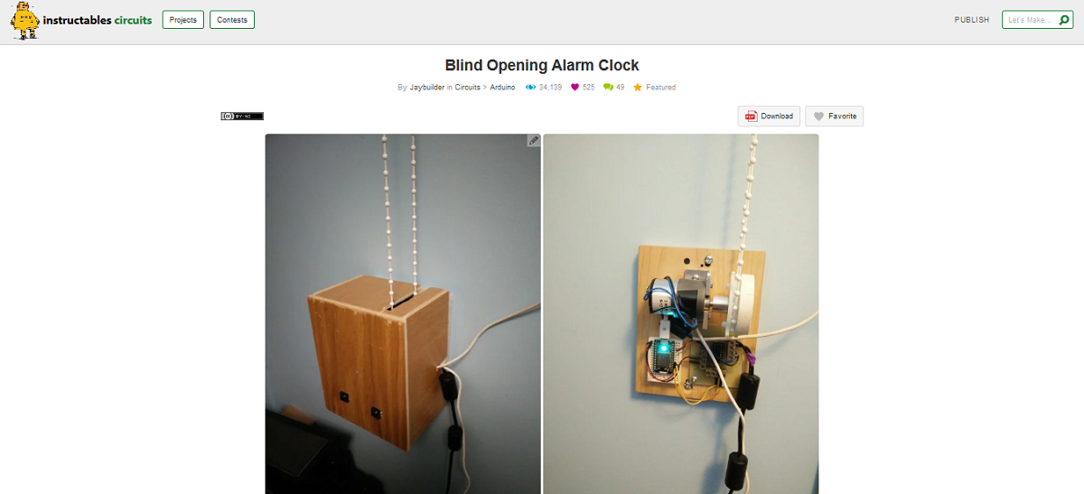 Blind Opening Alarm Clock Project Page