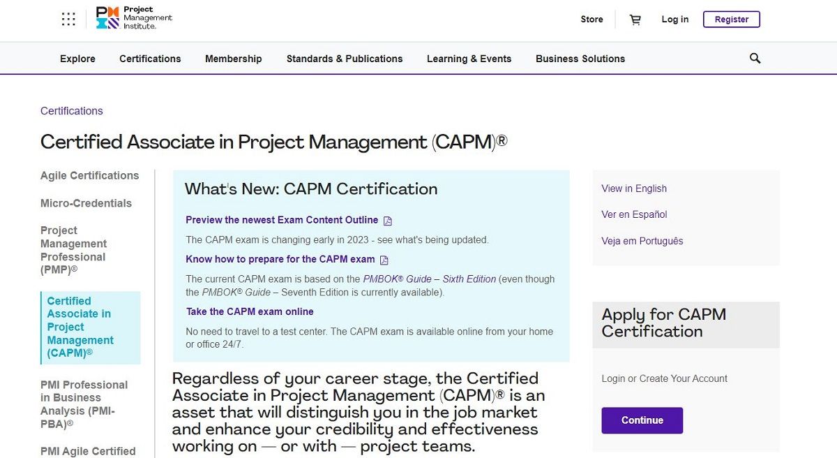 CAPM-Homepage-screenshot