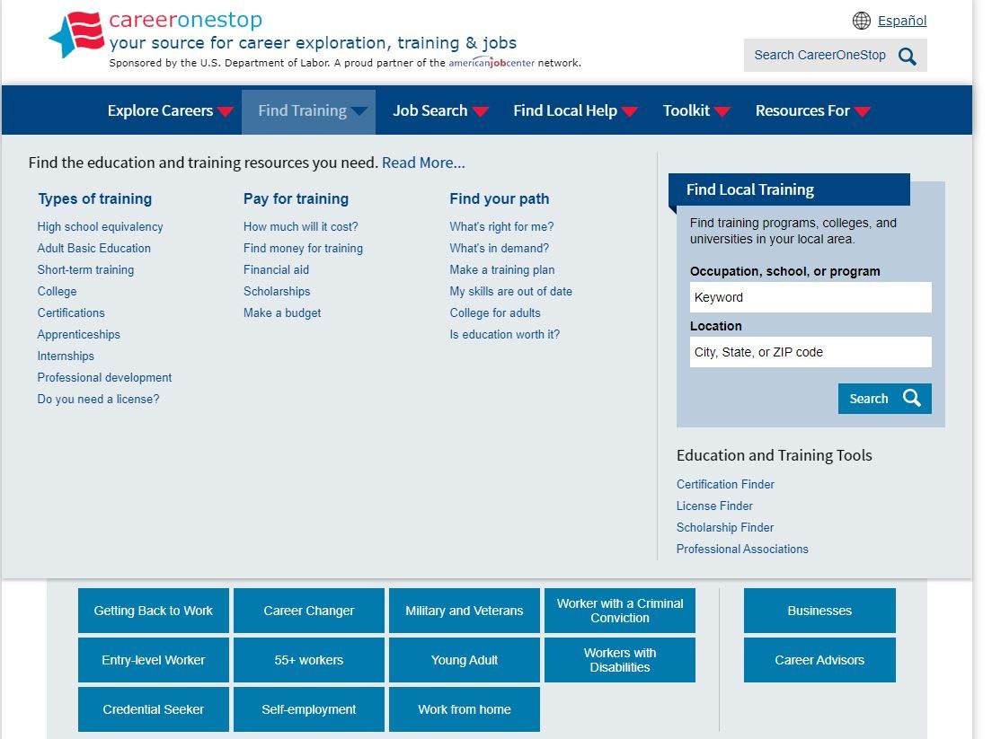 CareerOneStop-homepage-screenshot