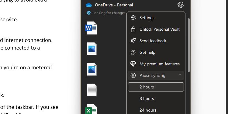 Choose Number of Hours OneDrive Is Paused Syncing
