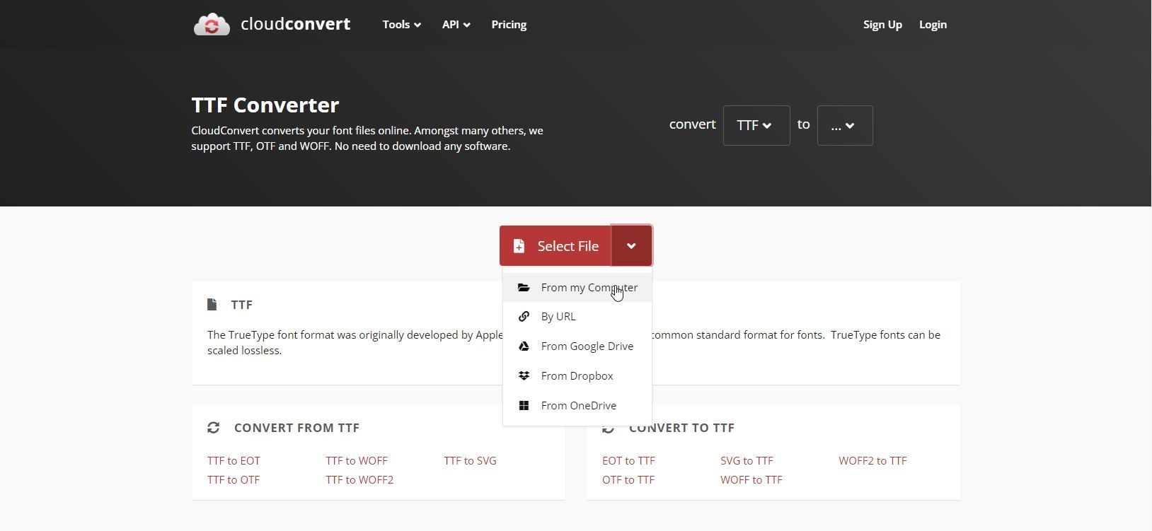 A Screenshot of CloudConvert Landing Page