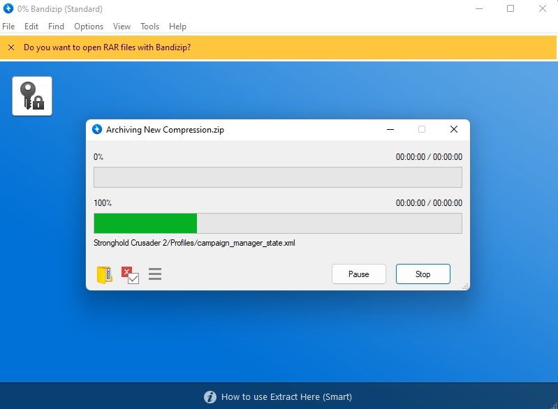 Compressing Files in Bandizip File Compression Software
