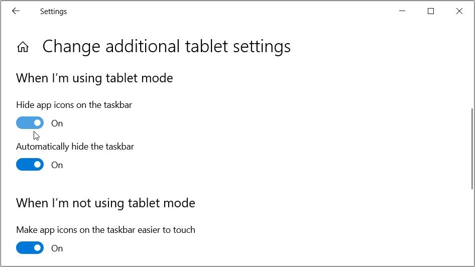 Configuring the Additional Tablet Mode Settings