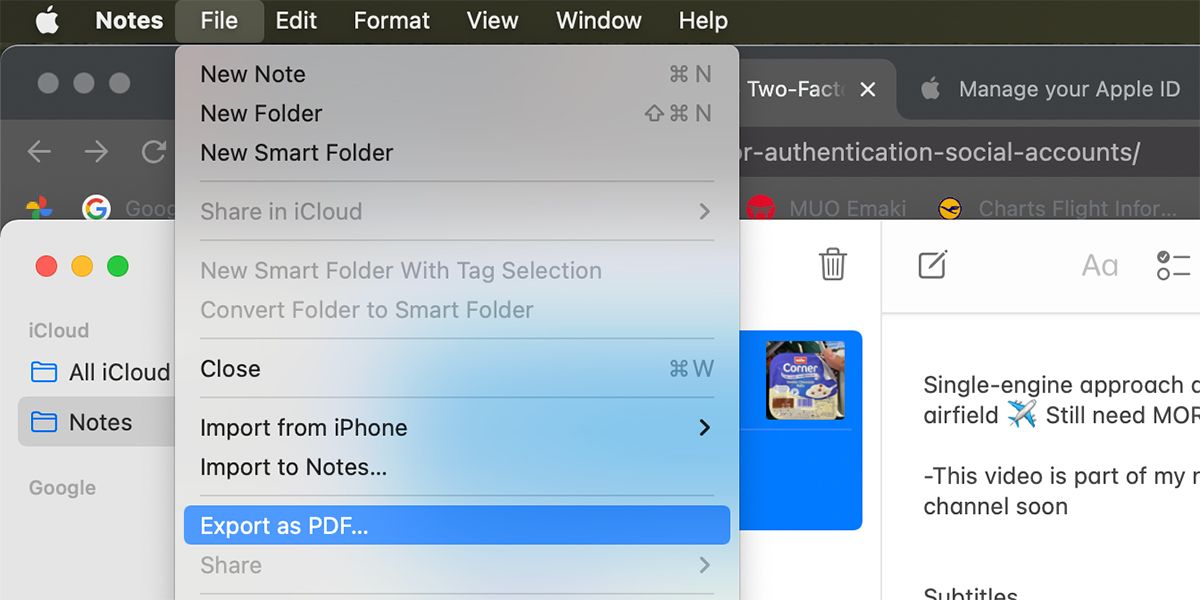 Export Note as PDF on Mac