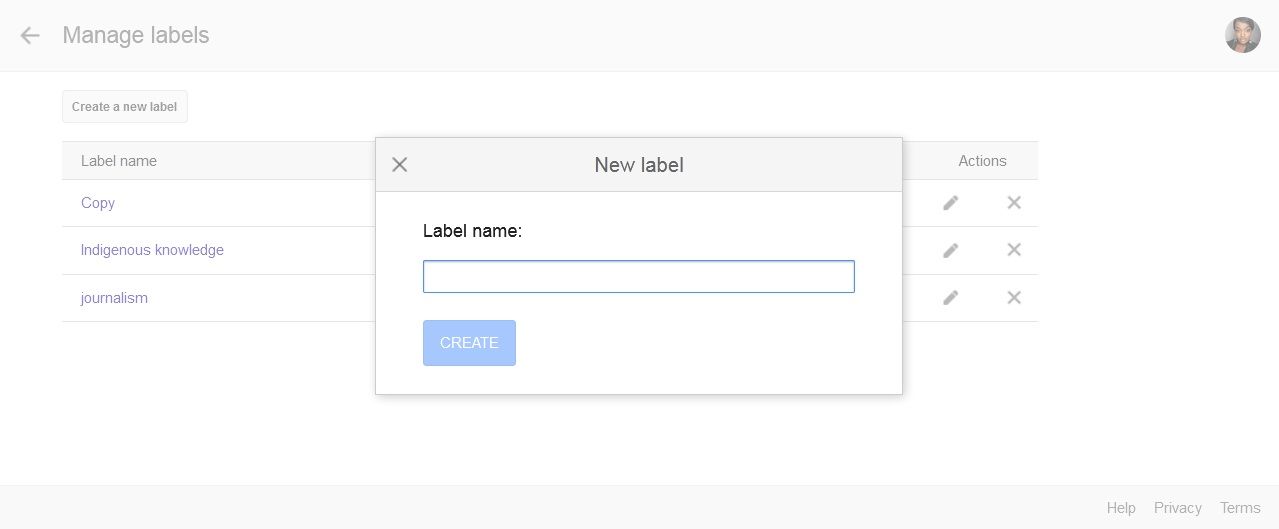 Creating a new label in a Library