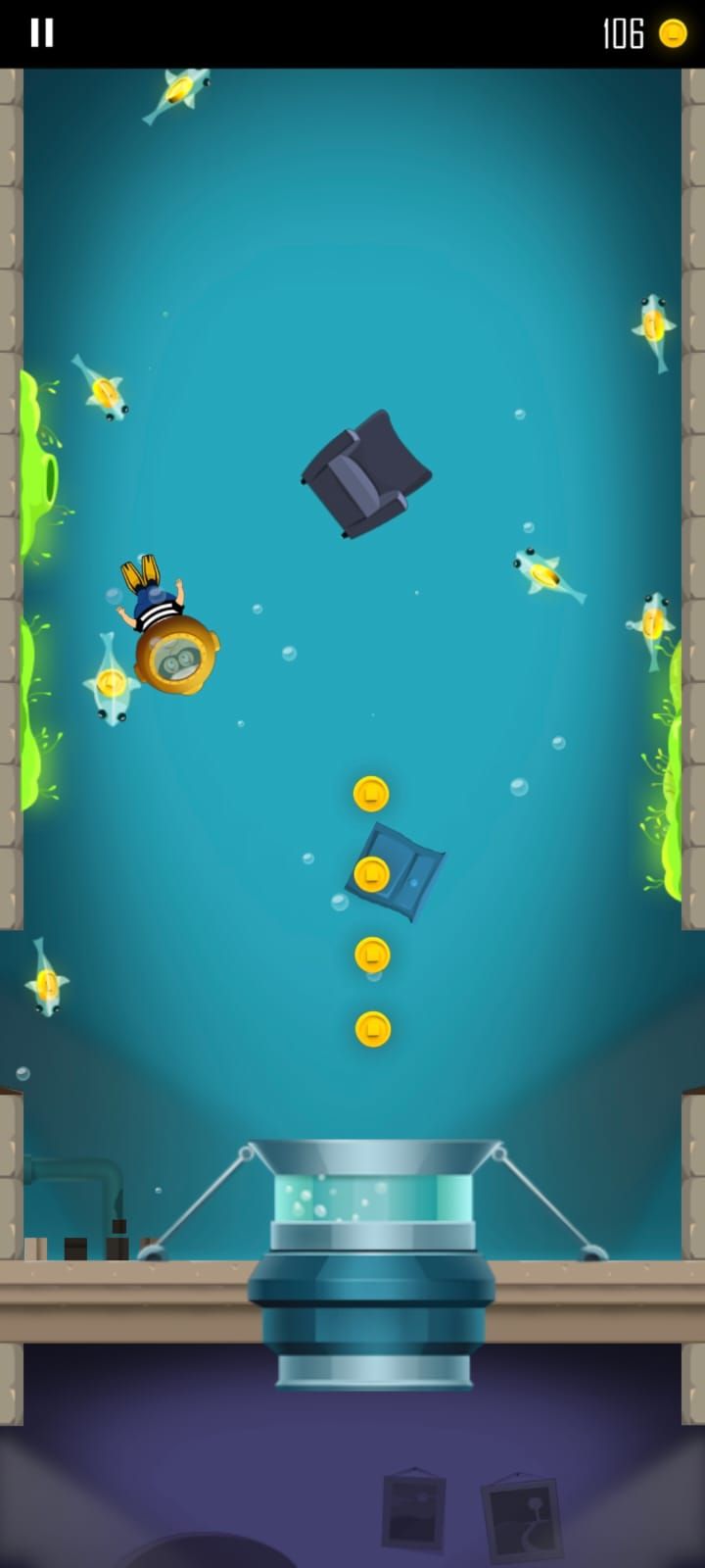 Daddy Was A Thief mobile game swimming underwater