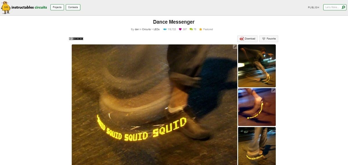 Screen grab of dance messenger project page