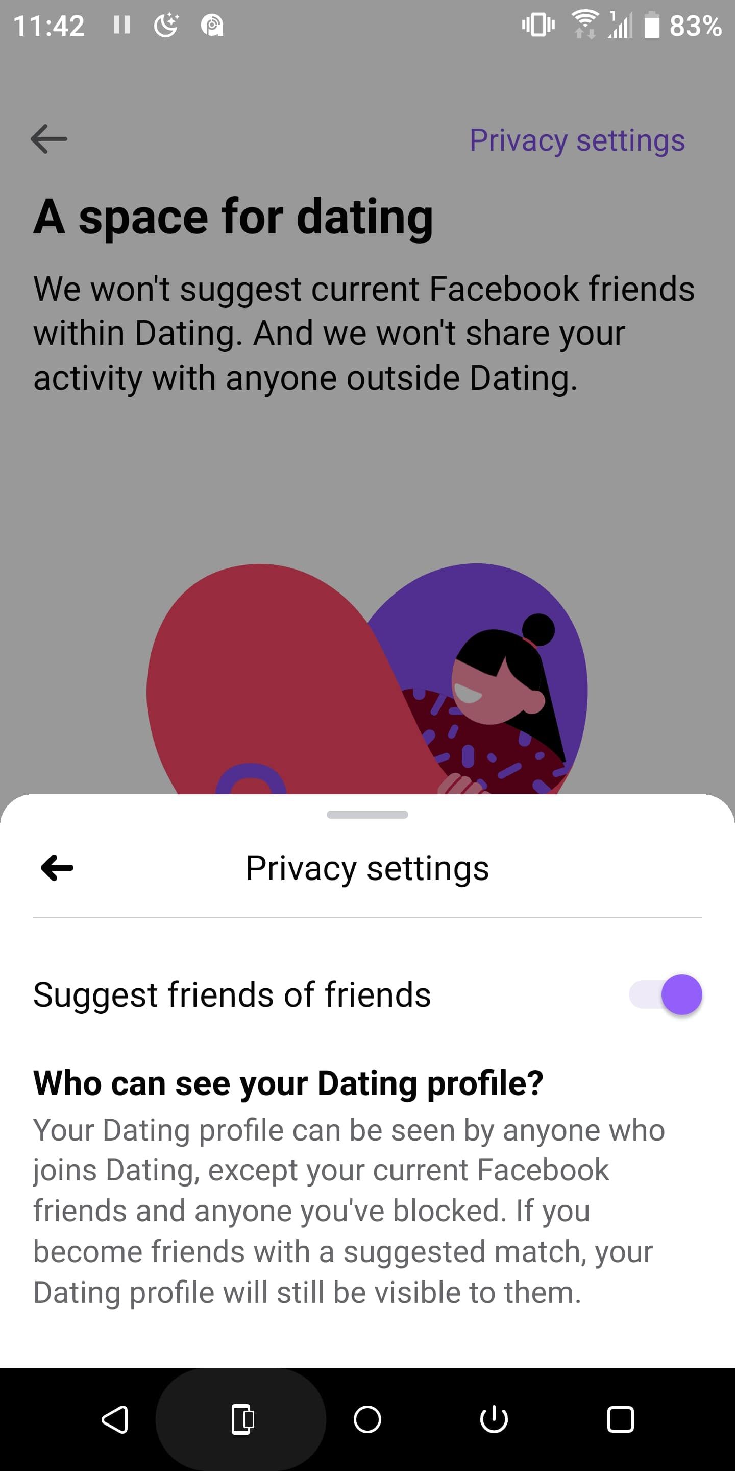 Facebook Dating privacy settings
