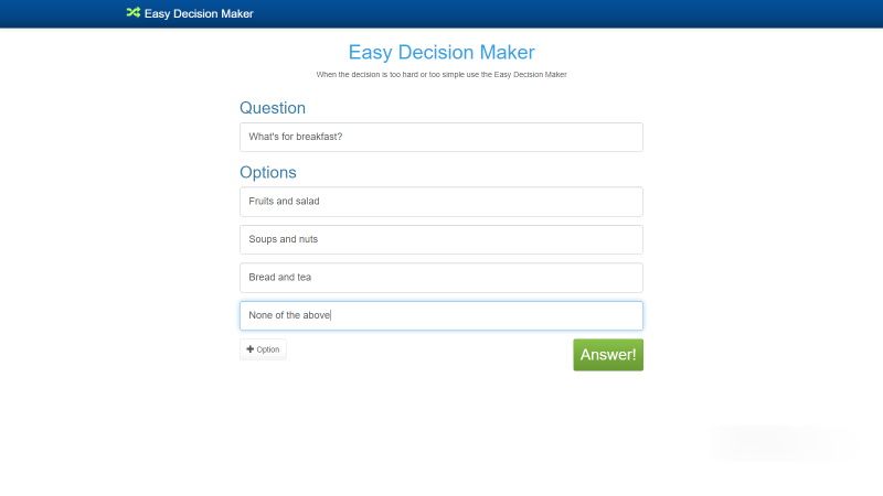 EasyDecisionMaker website homepage